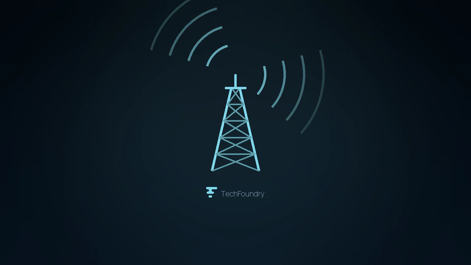 A lattice mast radiating signal arcs