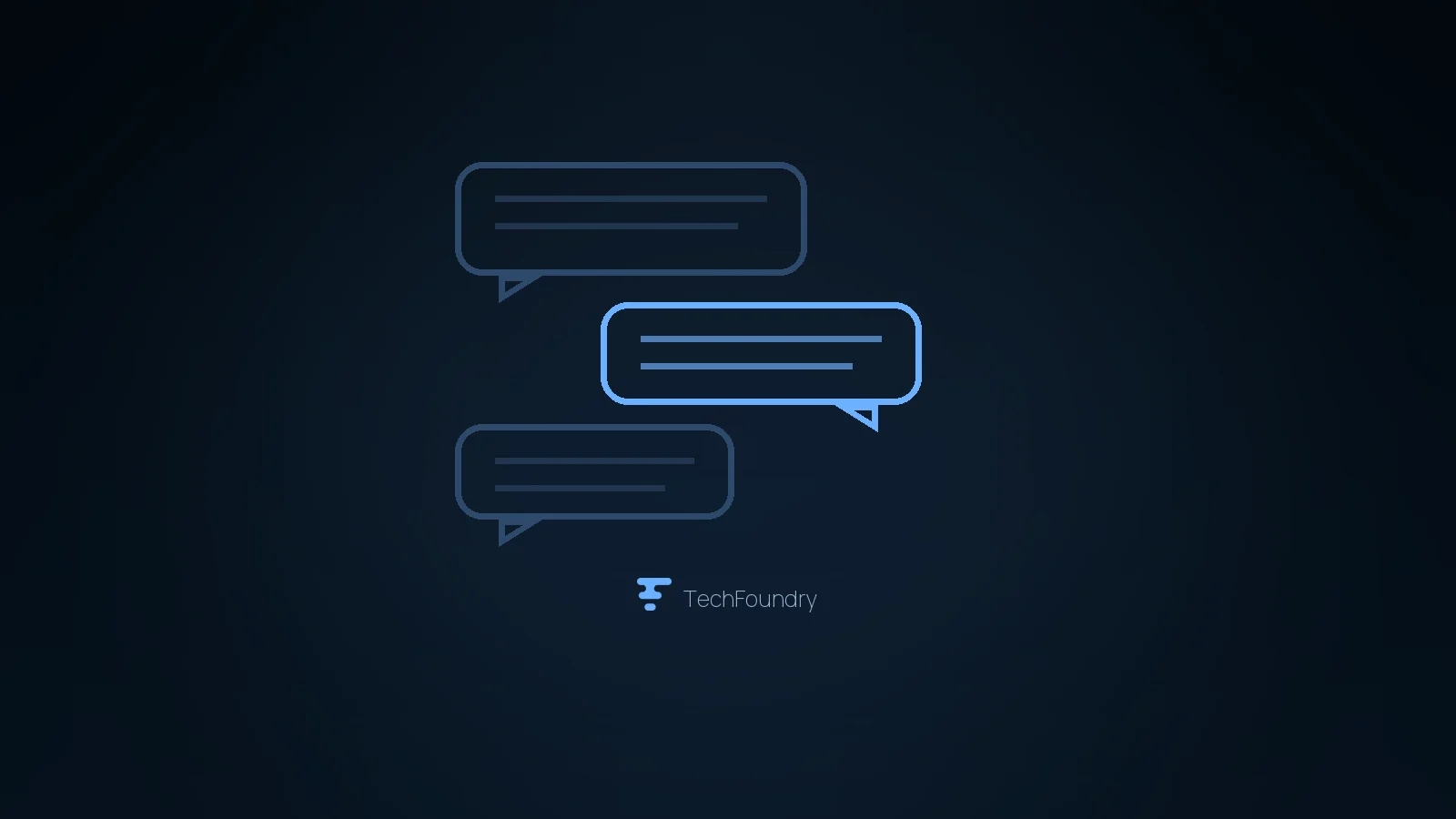 Three conversation bubbles in sequence, one highlighted as the reply