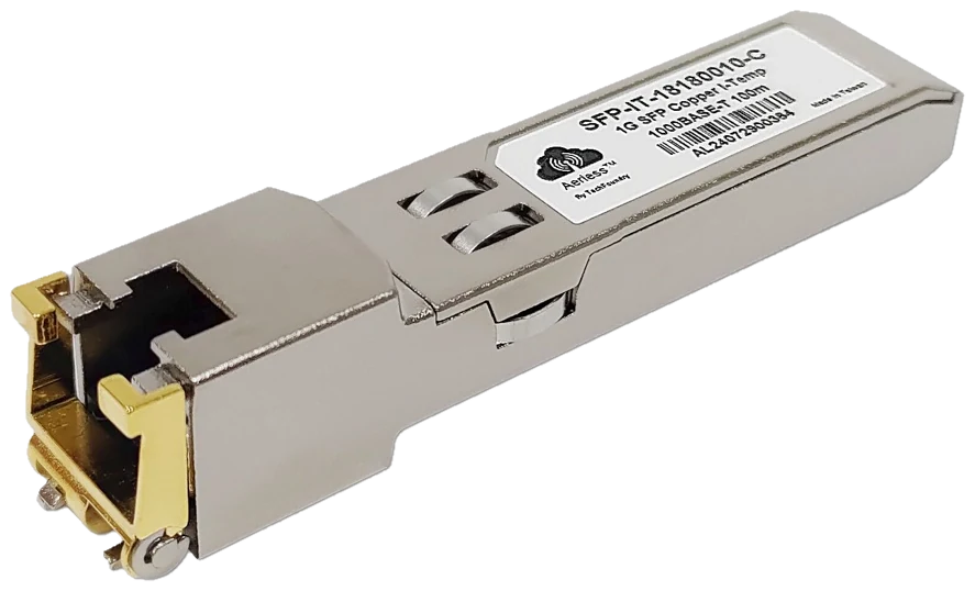 Aerless Copper SFP 10/100/1000T RJ-45, Industrial